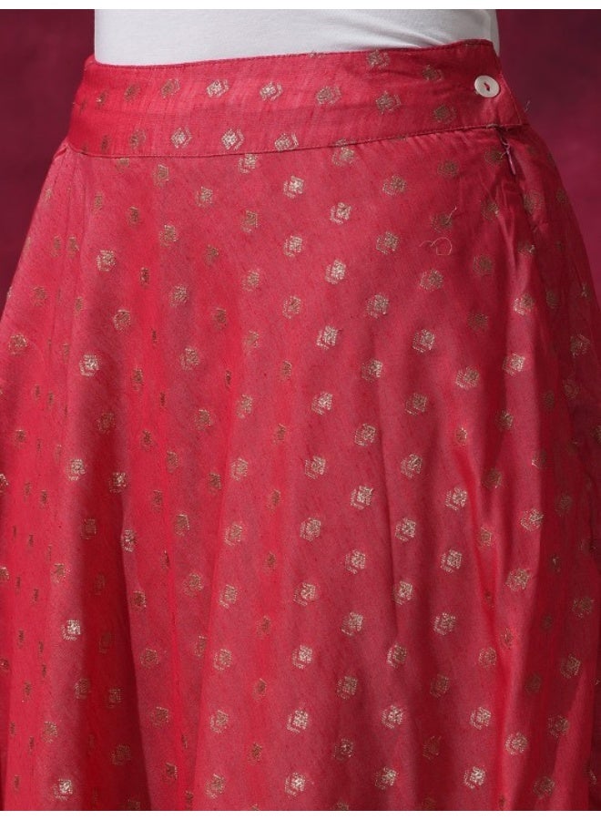 AKS Pink Gold Woven design Lace Work Lehenga Choli With Brocade Dupatta - Image 3