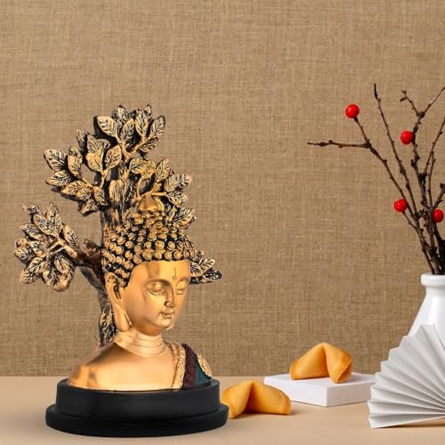 Xtore Handcrafted Buddha Showpiece with Tree|A Symbol of Peaceful Elegance (Pack of 1, Multi) - Image 3