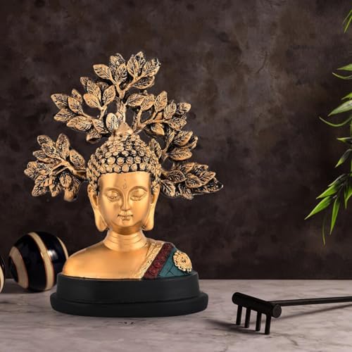 Xtore Handcrafted Buddha Showpiece with Tree|A Symbol of Peaceful Elegance (Pack of 1, Multi) - Image 2
