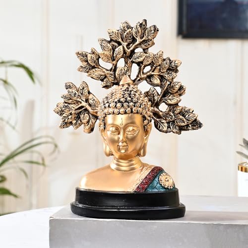 Xtore Handcrafted Buddha Showpiece with Tree|A Symbol of Peaceful Elegance (Pack of 1, Multi) - Image 1