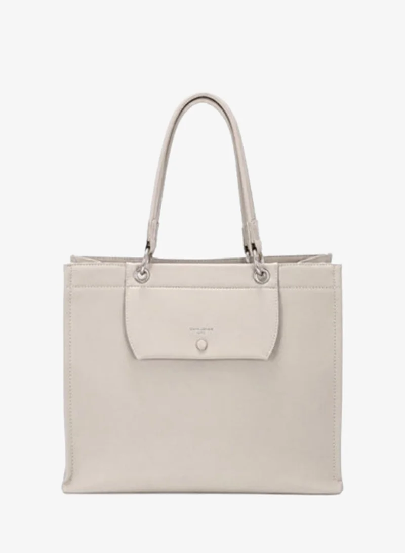 David Jones Tote Bag for Women CM7743 | Medium Leather Look Shopper Bag with External Zipper Pocket | Spacious Interior Work & Office Handbag