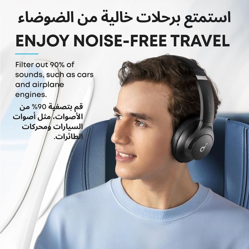 Soundcore by Anker Q20i Hybrid Active Noise Cancelling Headphones, Wireless Over-Ear Bluetooth, 44H Long ANC Playtime, Hi-Res Audio, Big Bass, Customize via an App, Transparency Mode - Image 2