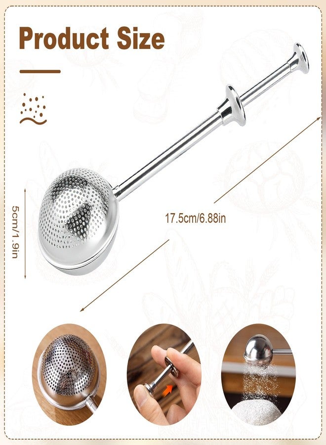 Muopay Powdered Sugar Shaker Duster, 2 PCS Sifter for Baking, Flour Duster for Baking, 304 Stainless Steel Powdered Sugar Spring Duster for Baking, Spring-operated Handle for Sugar Flour and Spices - Image 2