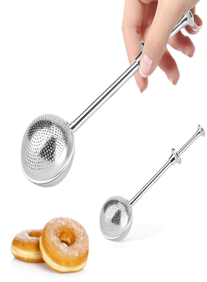 Muopay Powdered Sugar Shaker Duster, 2 PCS Sifter for Baking, Flour Duster for Baking, 304 Stainless Steel Powdered Sugar Spring Duster for Baking, Spring-operated Handle for Sugar Flour and Spices - Image 1