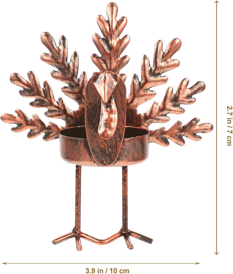6pcs Iron Turkey Candle Holders Set, Desktop Table Candlestick Decor for Thanksgiving Centerpiece, Metal Candle Stand for Candlelight Dinner and Home Decoration - Image 2