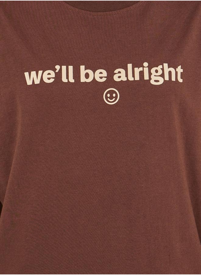 Slogan Printed Dropped Shoulder Oversized T-Shirt