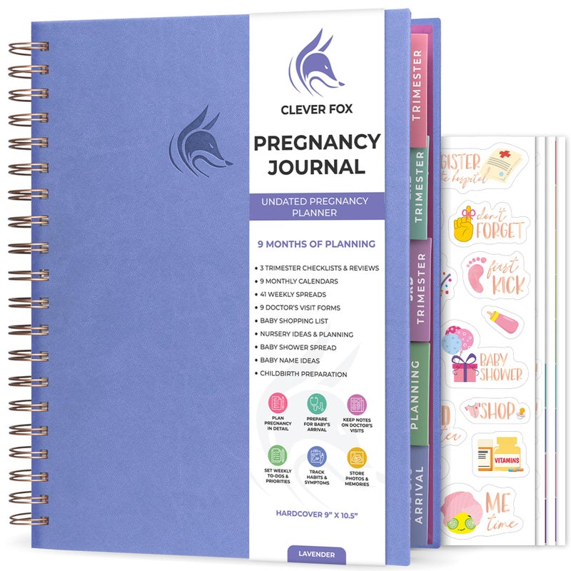 Clever Fox Pregnancy Journal & Memory Book - Pregnancy Planner & Notebook for Expecting Moms â€“ Baby Keepsake, First Time Moms Gift (Lavender, 9" x 10.5") - Image 1