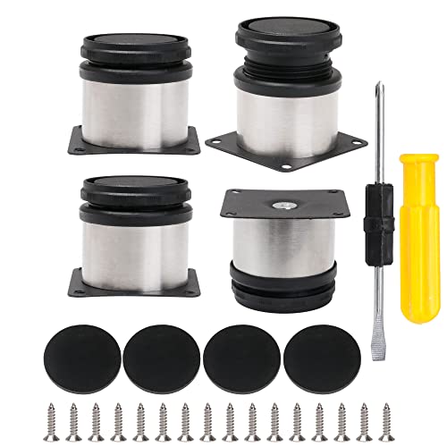 BQLZR Furniture Cabinet Metal Legs Adjustable Stainless Steel Kitchen Feet Round Black and Silver 50 x 50mm Pack of 4 - Image 1