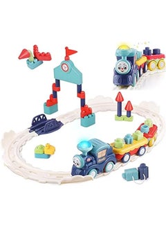 Generic Toddler Musical Train Set Toys, Kids First Electric Railway Tracks Playset, Baby Choo Choo Train W/Learning Blocks, Birthday Gifts for 12 18 Month 1 2 3 4 Year Old Boy Girl Infant Child  - Image 1