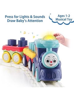 Generic Toddler Musical Train Set Toys, Kids First Electric Railway Tracks Playset, Baby Choo Choo Train W/Learning Blocks, Birthday Gifts for 12 18 Month 1 2 3 4 Year Old Boy Girl Infant Child  - Image 2
