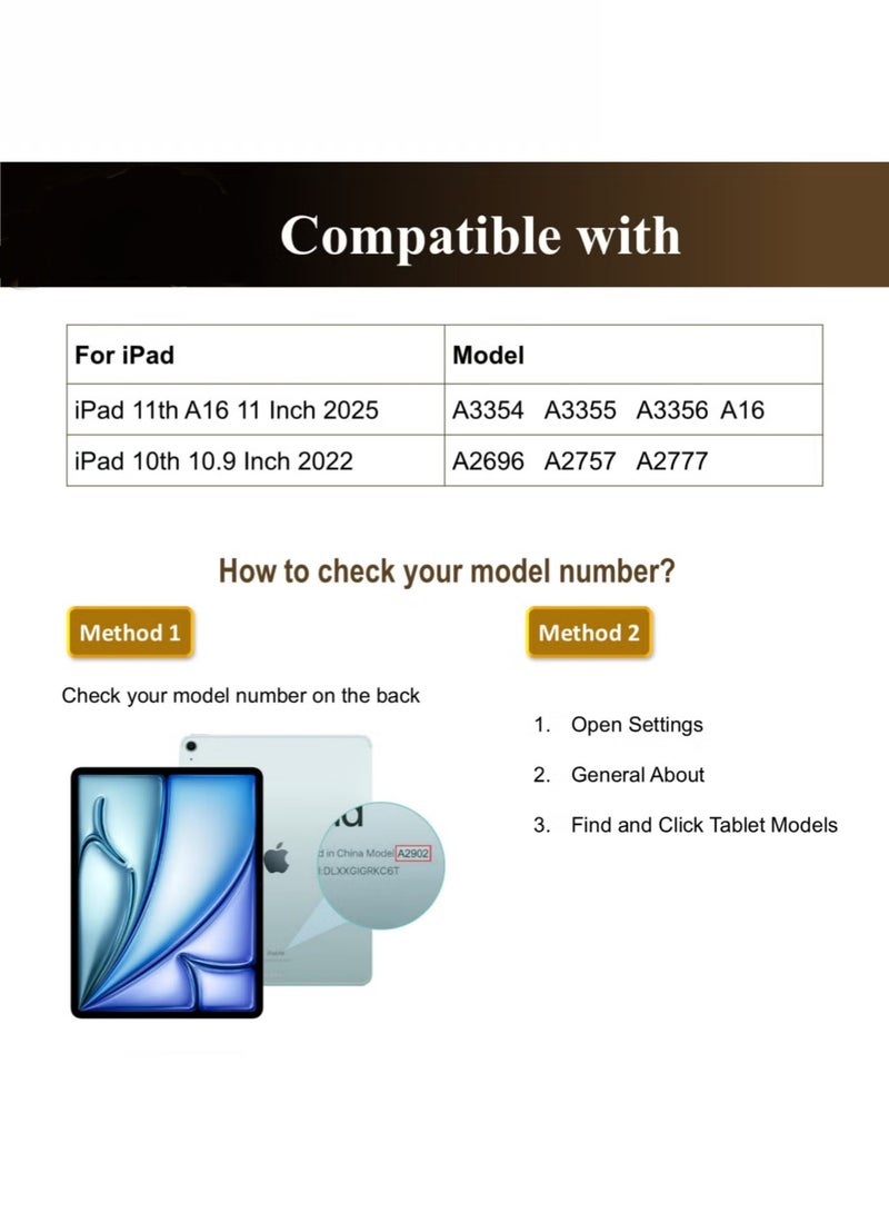 Case for iPad (A16) 11th Generation 11 Inch 2025, iPad 10th Generation 10.9 inch 2022 with Pencil Holder, 6-in-1 Multiple Viewing Angles Y-Shaped Stand, Transparent Back Cover - Image 5