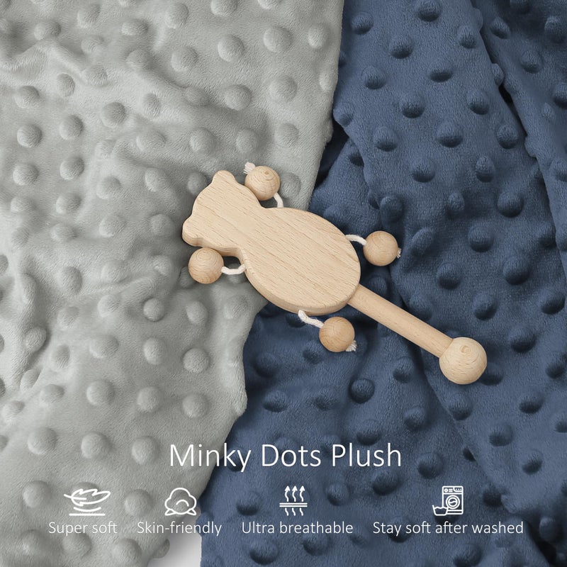Susurration 2Pack Changing Pad Covers Super Soft Minky Dots Plush Changing Table Covers 33x17x7in Breathable Changing Pad Sheets for Unisex Baby Girls and Boys (Grey&Blue) - Image 2
