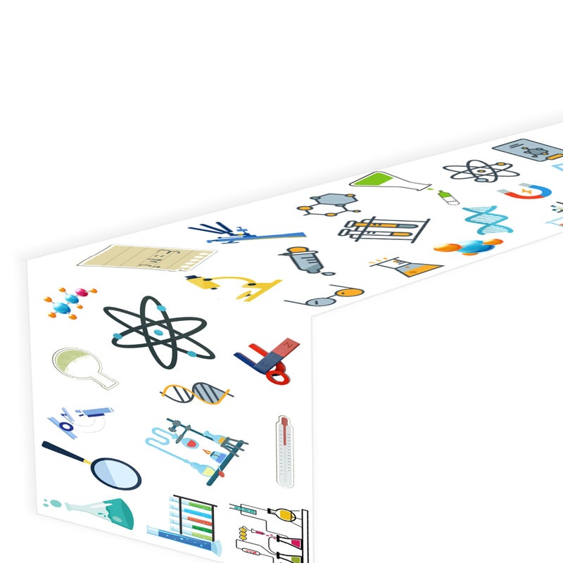 Science Theme Table Runner Future Mad Scientist Natural Science Arts Birthday Party Supplies Decorations Favors Tablecloth Table Cover