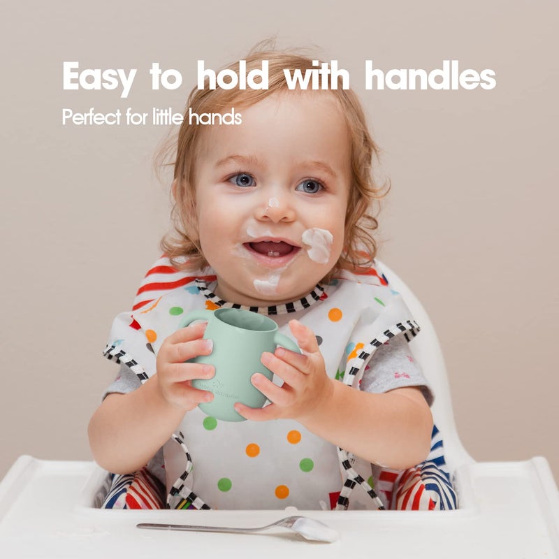 Cuddle Campus Pack of 2 Silicone Baby Training Cup, Shatterproof Toddler Sippy Cups with Straw, Open Cup for Baby, 6+ Months 4 Oz - Image 5