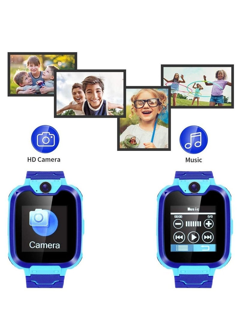 Generic - Kids Smart Watch for Boys and Girls, Kids' Watches with Games, 1.54-inch HD Touch Screen Smartwatch for Children with SOS Call Camera Music Player Game Alarm (Blue) - Image 1