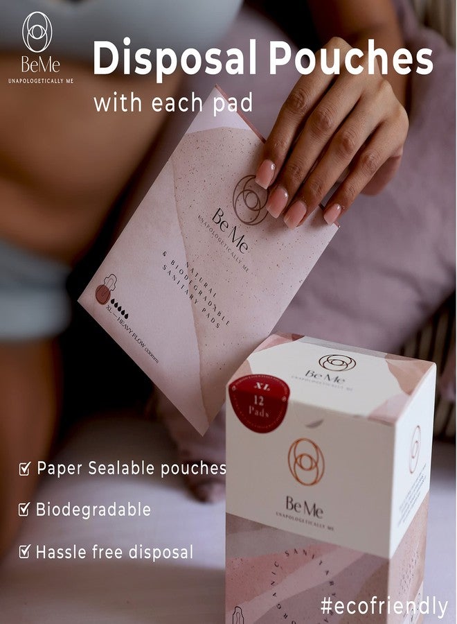 Beme Be Me - Sanitary Pads for Women - Flow Wise - With Brown Disposal Pouches, Rash Free, Biodegradable, Anti Bacterial Napkin (Regular, Large & Extra Large - Pack of 12 Pads) - Image 3