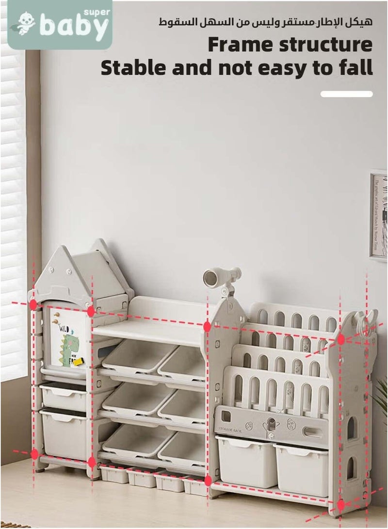 SuperBaby Children Deluxe Storage Organizer Set - Kids Bookshelf With Multi-Layer Toy Storage Rack, Storage Drawers, Drawing Board, Multi Boxes, PP Material With Large Capacity - Image 4