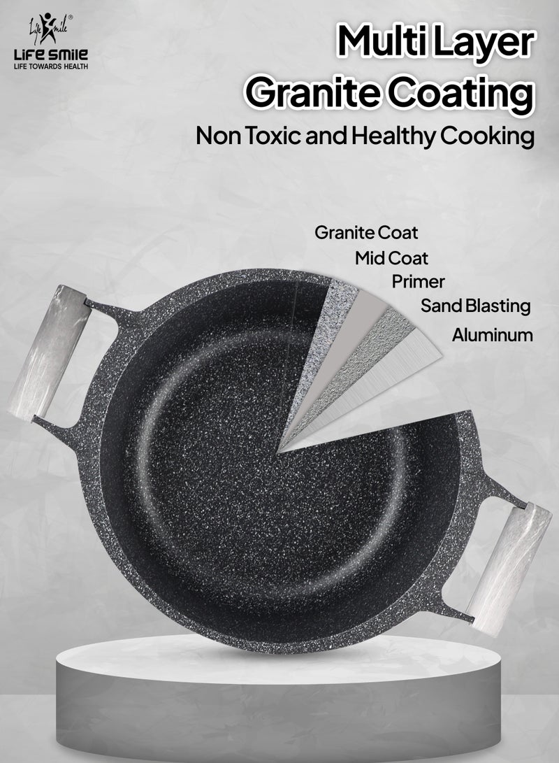 Life Smile 8pc Non Stick Cookware set - Granite Pots and Pans set ,100% PFOA FREE - Casseroles,Cookwares with Bakelite Knob & Handles, Induction Base Cooking Set include 20/24/28cm Soup Pot & 26cm Shallow Pot - Image 4