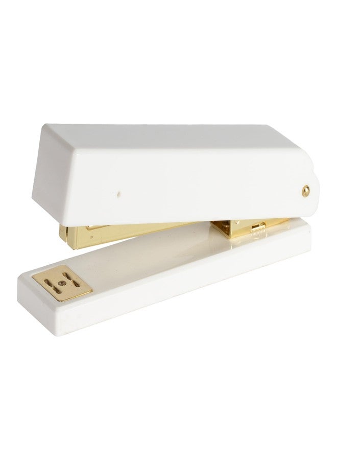 Blu Monaco White and Gold Stapler - Chic Desk Stapler with Smooth Metal Mechanism - Stylish Gold Office Stapler for Home, School, and Work - Aesthetic White Office Supplies for Modern Desks - Image 1