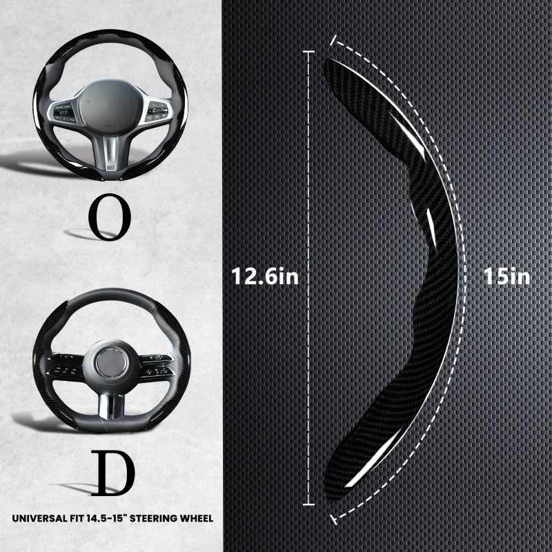 Aimato Car Steering Wheel Cover, 3 Piece Bright Carbon Fiber Steering Wheel Covers, Non-Slip Steering Wheel Cover Protector, Great Grip, Universal Car Accessories Decoration for 14.5-15 inch (Black) - Image 5
