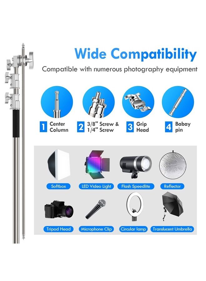 EMART Photography C Stand with Boom Arm, 10ft/300cm Adjustable Heavy Duty Light Cstand with 4.2ft/128cm Holding Arm, 2 Pieces Grip Head for Video Reflector, Moonlight, Softbox - Image 2