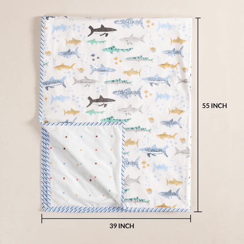 HOMEMONDE 100% Cotton Reversible Dohar for Newborn Baby Boy and Girl, 3 Layer Baby Dohar, Soft & Breathable, Ideal for All Seasons, 0-4 Years, Size- 55" x 39" (140 cm x 100 cm) - Baby Blue Hunter - Image 3