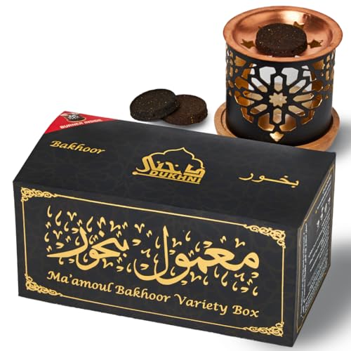 DUKHNI Maamoul Bakhoor Variety Box & Burner by Dukhni | Authentic Arabic Oud Bakhoor Incense | 10 pcs Bakhoor, 5 Mixed scents - Image 1