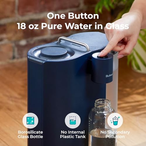 Bluevua RO100ROPOT-Travel Reverse Osmosis System Countertop Water Filter, Compact 6-Stage Filtration with UV, Includes Glass Bottle, Portable Water Purifier for Home & Travel, Blue - Image 4
