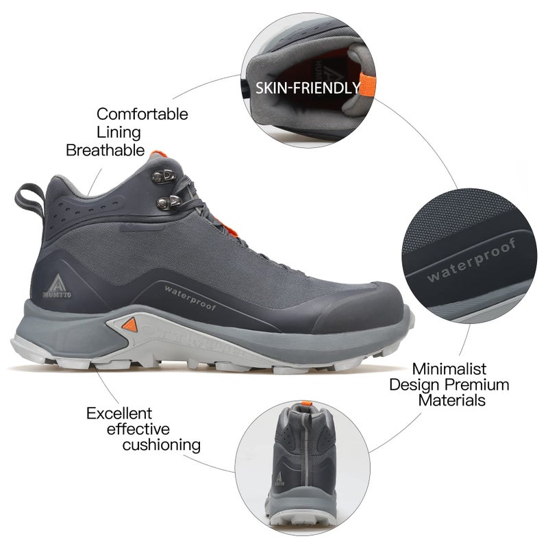 HUMTTO Men's All-Terrain Waterproof Hiking Boots Lightweight Breathable Outdoor Ankle Boots Trekking Hiking Shoes 10 Grey - Image 5