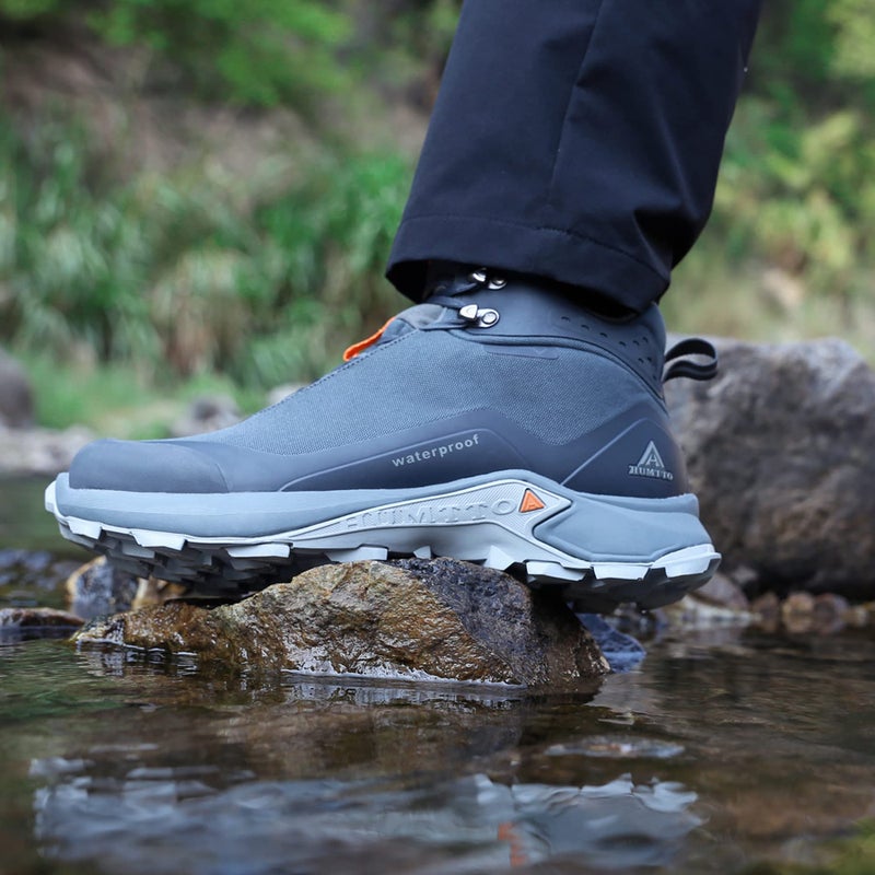 HUMTTO Men's All-Terrain Waterproof Hiking Boots Lightweight Breathable Outdoor Ankle Boots Trekking Hiking Shoes 10 Grey - Image 2
