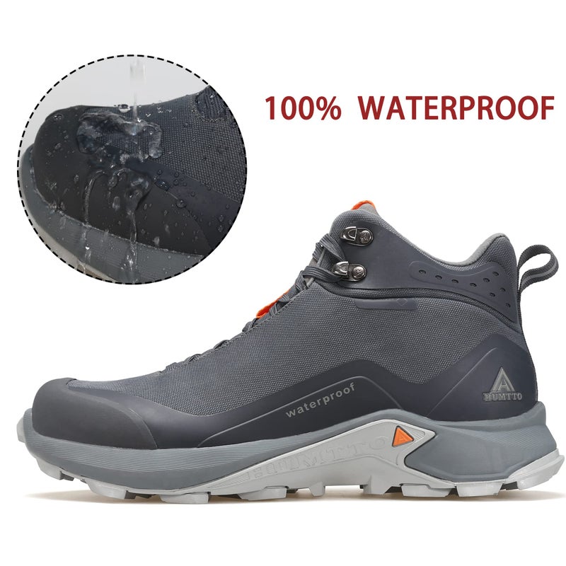 HUMTTO Men's All-Terrain Waterproof Hiking Boots Lightweight Breathable Outdoor Ankle Boots Trekking Hiking Shoes 10 Grey - Image 4