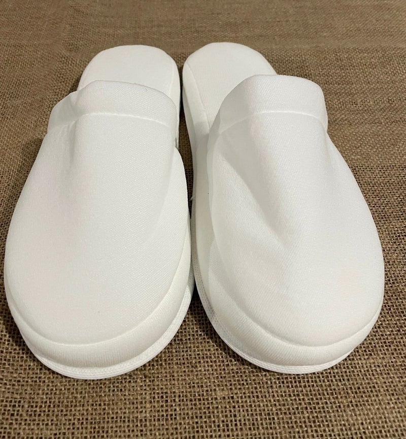 Private 50 Pairs Double Layer Polyester Towel Decorable Maternity Slippers Thick Sponge Sole Hotel Bathroom Slippers  - Image 1
