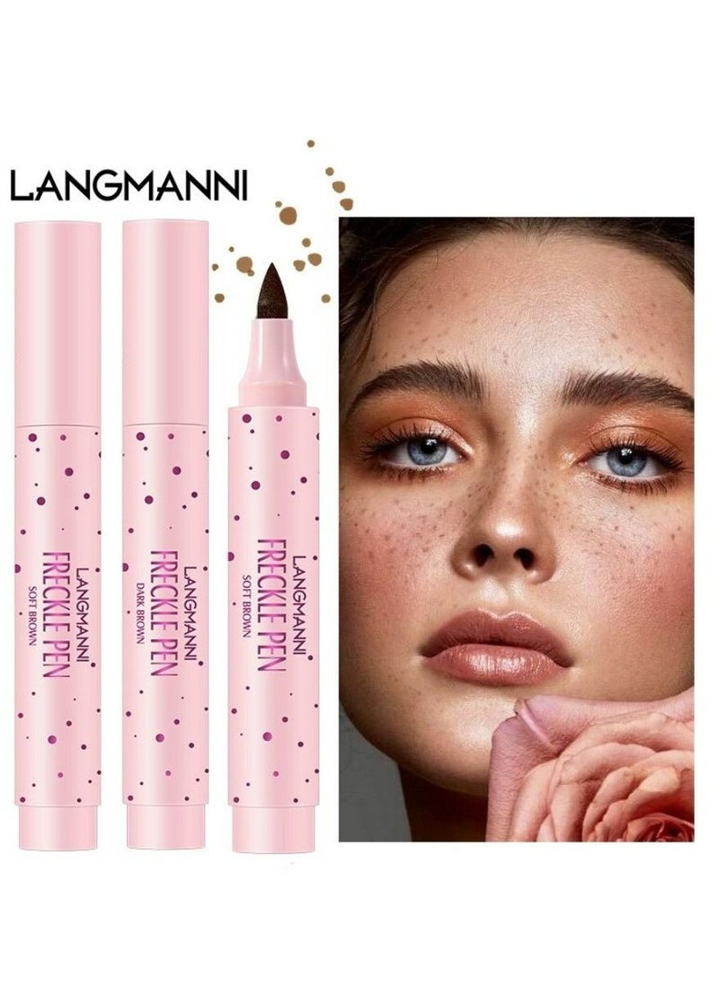 LANGMANNI قلم النمش الطبيعي سهل التلوين قلم النمش مقاوم للماء وطويل الأمد نمش ناعم للوجه أداة مكياج النمش للنساء (بني فاتح) 2.5 مل - Image 3