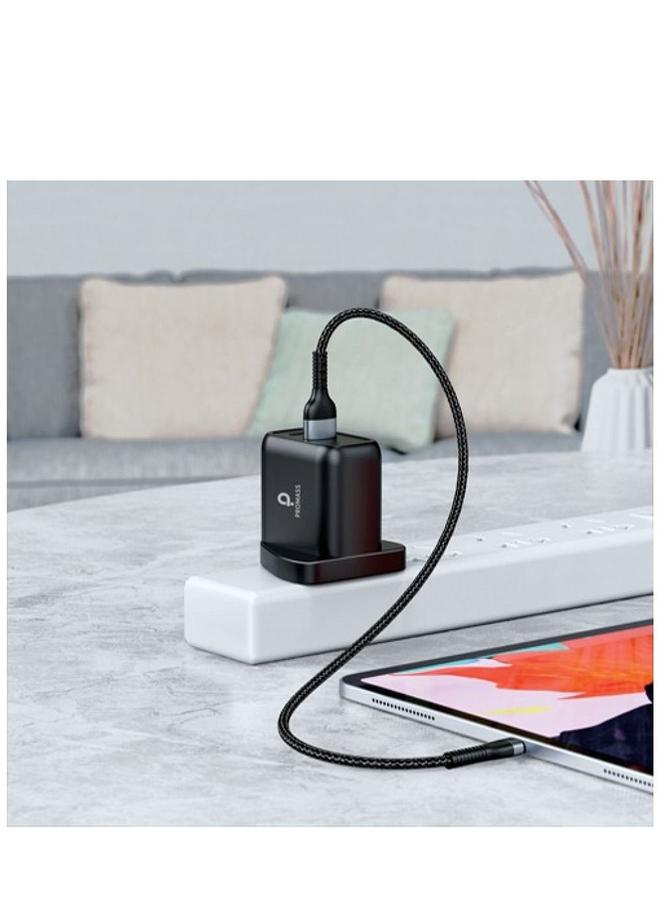 PROMASS Original Wall Charger With Two Ports, 1 USB And 1 PD Port, Supports Fast Charging From Promass 38W Black Color - Image 3
