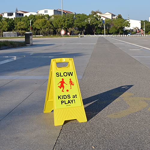 Juztec Children at Play Safety Signs - Street Kids Playing Signs (3 Pack) with Reflective Caution for Neighborhoods - Image 5