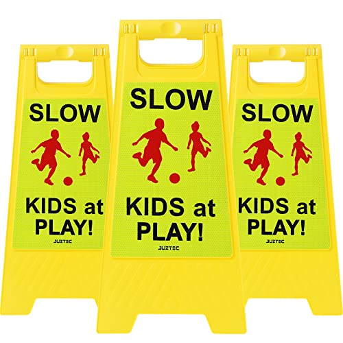 Juztec Children at Play Safety Signs - Street Kids Playing Signs (3 Pack) with Reflective Caution for Neighborhoods - Image 2