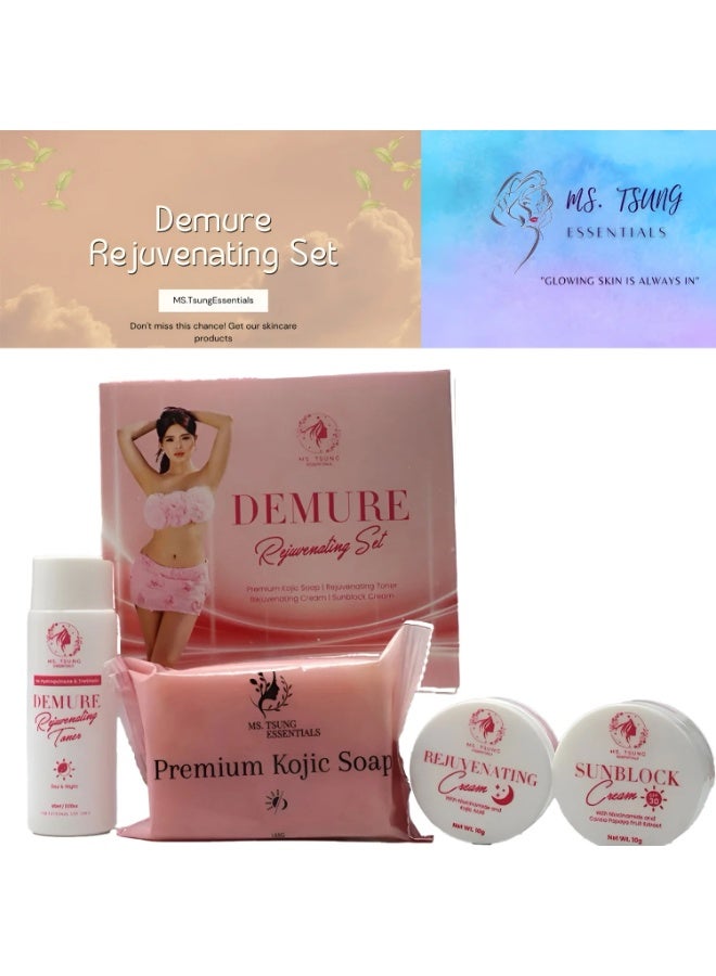 Ms Tsung Essentials DEMURE Rejuvenating Beauty Set – Your Everyday Solution for a Fresh, Smooth, Radiant-Looking Appearance, combining premium kojic soap with complementary skincare essentials to create a simple, gentle, and indulgent routine for beautiful self-care. - Image 4