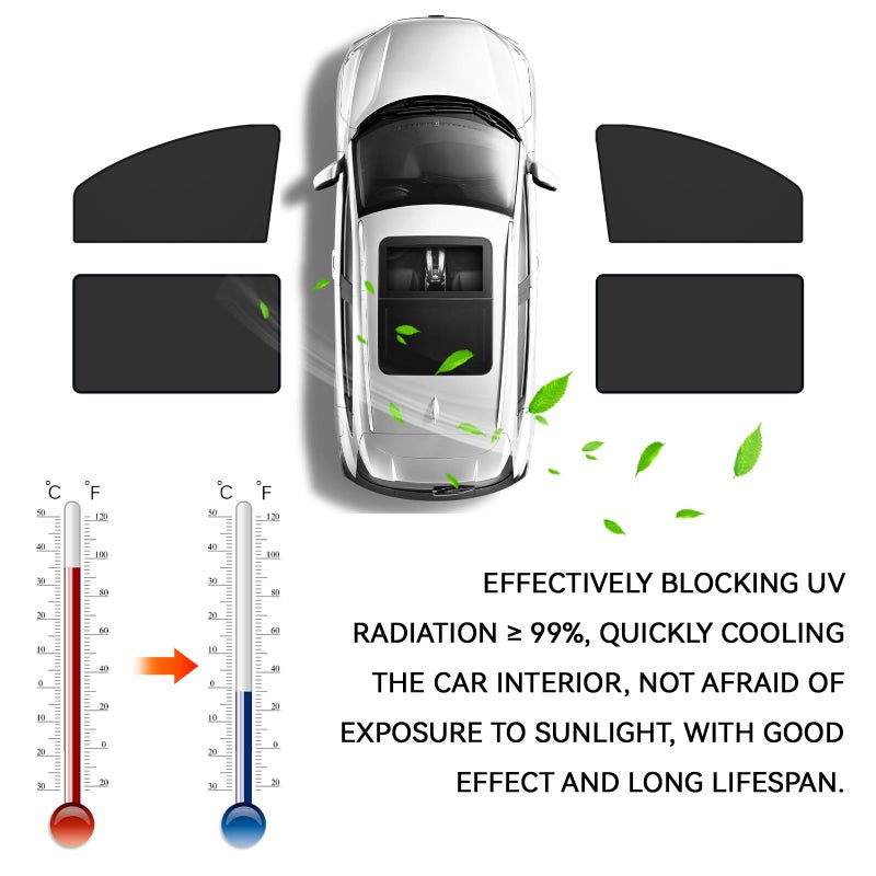 SamWinGear Car Window Shades 4PCS Car Window Curtains Covers for Baby and Privacy, Side Window Sun Shade Front Side & Rear Glass Curtains 99% UV Protection Magnetic Retractable Fordable Removable Tint - Image 4