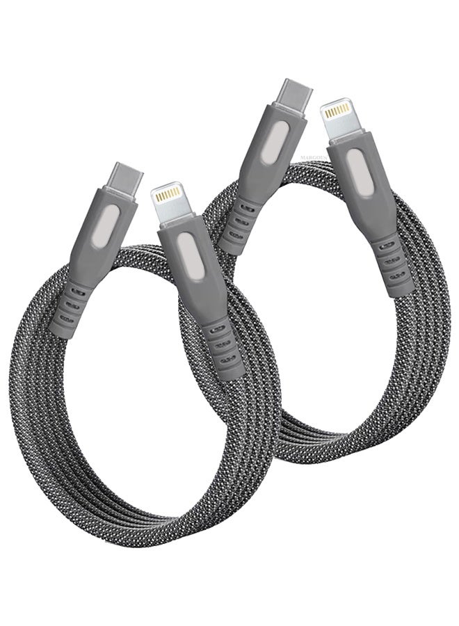 CATANES 2Packs Magnetic USB-C to Lightning Fast Charging Cable (1M) - PD 18W, Snap-On Design, MFi-Certified, Nylon-Braided - Dark Grey - Image 1