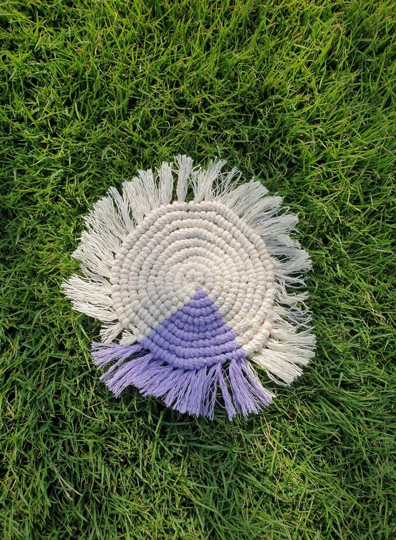 macrame sanu Absorbent Drink Coasters macrame Handmade drink Coasters for Coffee Wooden Table  - Image 2