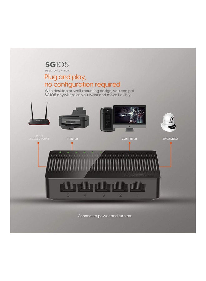 Tenda 5-Port Gigabit Ethernet Desktop Switch Black - Image 4