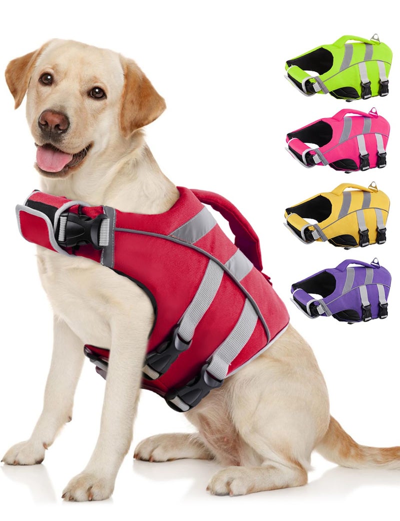 Kuoser Dog Life Jacket with Reflective Stripes - Adjustable High Visibility Vest, Ripstop Lifesaver, Pet Preserver with High Flotation Swimsuit for Small, Medium and Large Dogs - Image 1
