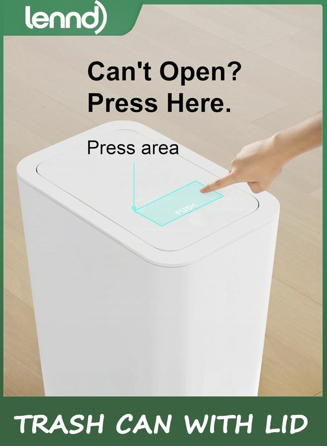 LENND 3 Pack 10L / 2.6 Gallon Small Trash Can with Lid, Bathroom Garbage Can with Pop-Up Lid, Waste Basket for Bathroom, Kitchen, Bedroom, Powder Room, Craft Room, Office, College (Off White) - Image 4