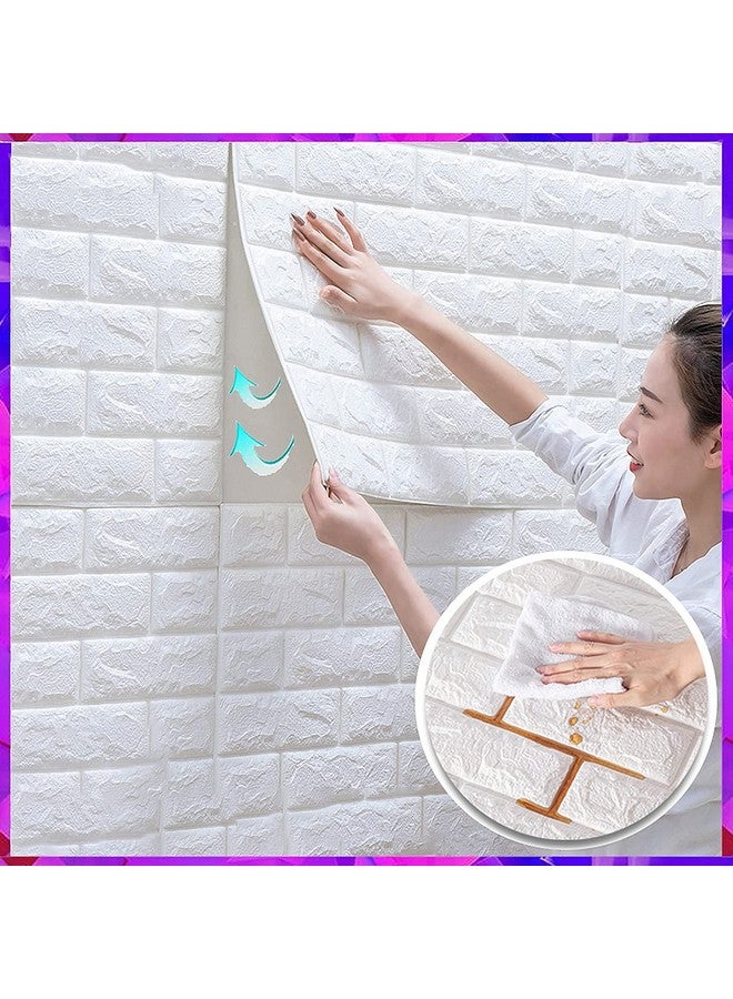Barebeauty ملصقات حائط بار بيوتي ورق جدران دي آي واي (70x 77 سم 5.8 قدم مربع لكل ورقة) إطارات ثلاثية الأبعاد PVC ذاتية اللصق، (أبيض) (3، أبيض) - Image 3