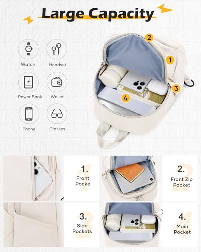 SEAFEW Crossbody Sling Backpacks Sling Bag for Men Women, Shoulder Backpack Chest Bags with USB Charger Port off white - Image 4