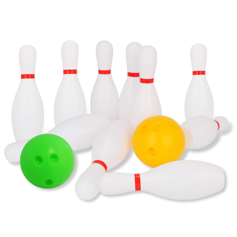 Liberry Kids Bowling Set 10 Plastic Toy Bowling Pins  2 Balls Toddler Indoor Outdoor Sports Games Educational Birthday Gifts for Boys Girls Ages 2 3 4 5 White - Image 2