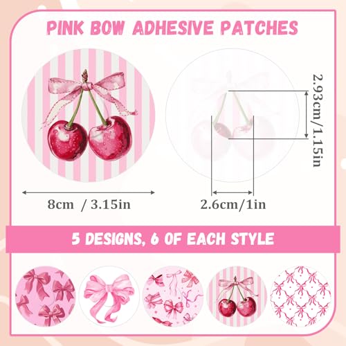 Geiserailie 30 PCS Adhesive Patch Compatible with Dexcom G7 PreCut Flowers Pink Bow NO Glue in The Center Sensor Cover for Continuous Glucose Monitor Long Fixation Flexible Breathable - Image 5