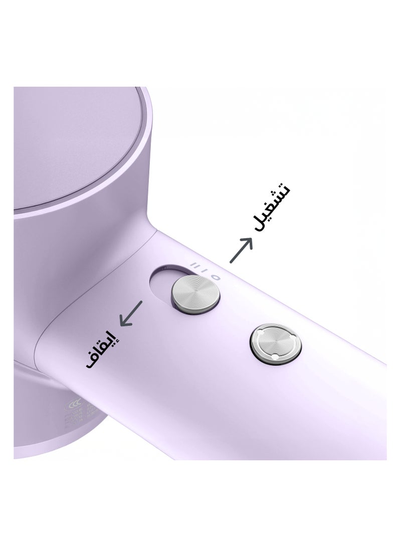 لايفن اس اي مجفف الشعر الأيوني  - الأكثر مبيعًا في العالم والمُصنّف رقم 1 في قائمة مجففات الشعر عالية السرعة - 200 مليون أيونات سالبة، محرك بدون فرشاة بسرعة 105,000 دورة في الدقيقة، تجفيف سريع بقوة 1400 واط، ضوضاء منخفضة، فوهة مغناطيسية واحدة - بنفسجي مطفي - Image 3