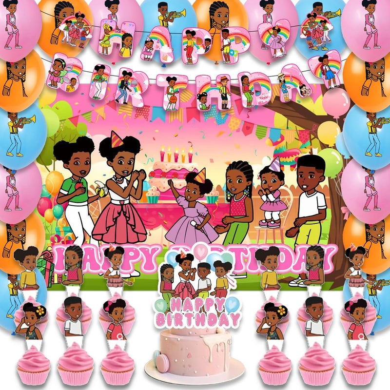 Fuyhiuous 42Pack Gracies Corner Party Supplies Pack Includesï¼ŒBannerï¼ŒCake Topperï¼ŒBlackdrop,Balloons for Birthday Gracies party Decoration - Image 1
