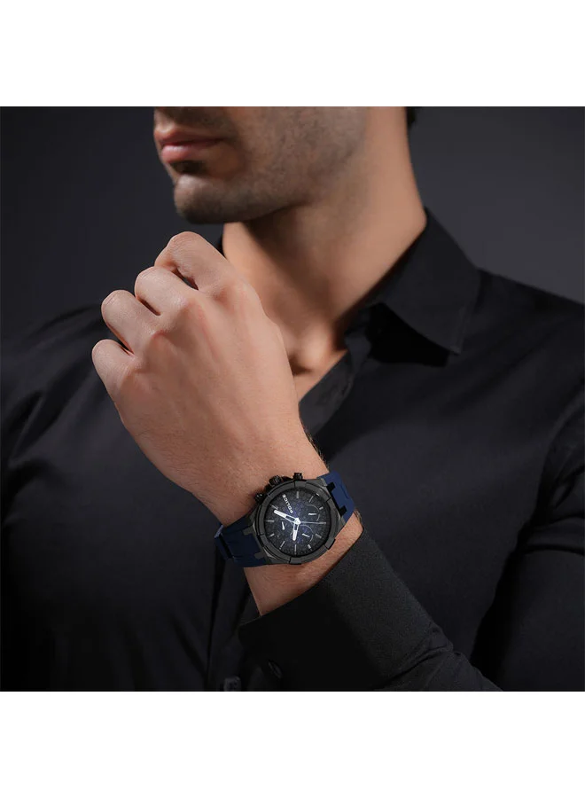 Police Navy Men's Guardian Blue Dial Navy Silicone Strap Multifunction Watch for Men - 42mm for Men | Best Price UAE